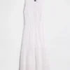 Robe chemise mi-longue à volants et bordure en dentelle