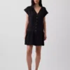 Robe chemise à taille basse en gaze de coton