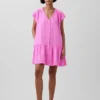 Robe chemise à taille basse en gaze de coton