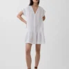 Robe chemise à taille basse en gaze de coton