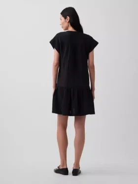 Robe chemise à taille basse en gaze de coton