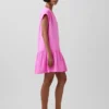 Robe chemise à taille basse en gaze de coton