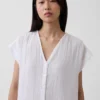 Robe chemise à taille basse en gaze de coton