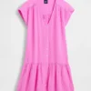 Robe chemise à taille basse en gaze de coton