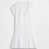 Robe chemise à taille basse en gaze de coton