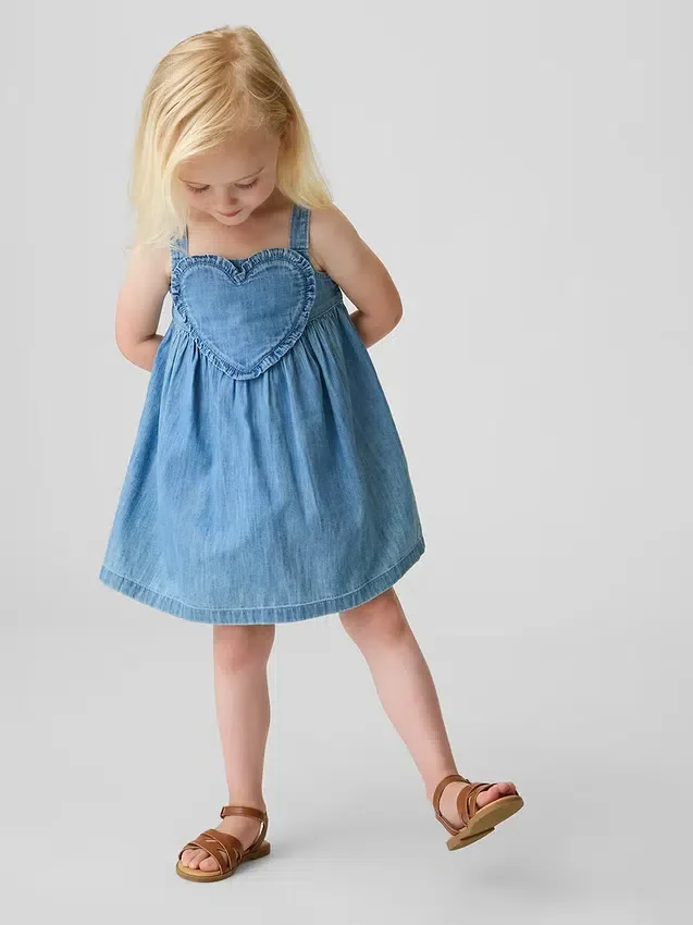 Robe débardeur en jean à cœurs pour Bébé & Enfant