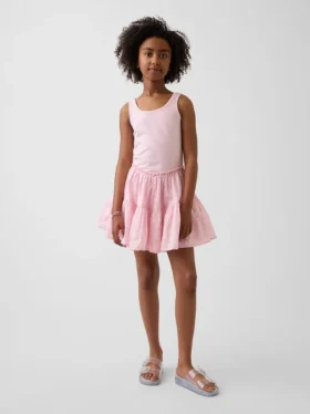 Robe débardeur à volants en mélange de matières pour enfants