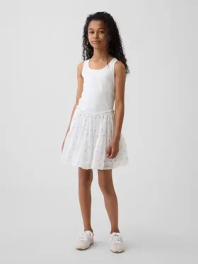 Robe débardeur à volants en mélange de matières pour enfants