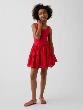 Robe débardeur à volants en mélange de matières pour enfants