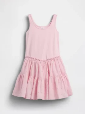 Robe débardeur à volants en mélange de matières pour enfants
