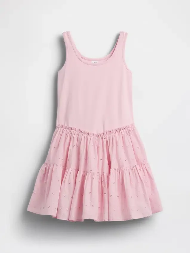 Robe débardeur à volants en mélange de matières pour enfants