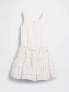 Robe débardeur à volants en mélange de matières pour enfants