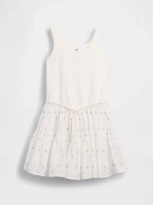 Robe débardeur à volants en mélange de matières pour enfants
