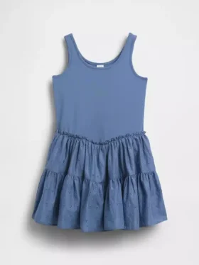 Robe débardeur à volants en mélange de matières pour enfants