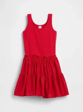 Robe débardeur à volants en mélange de matières pour enfants