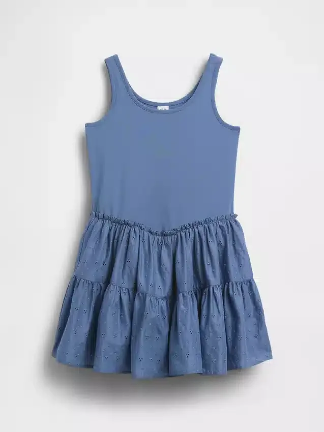 Robe débardeur à volants en mélange de matières pour enfants
