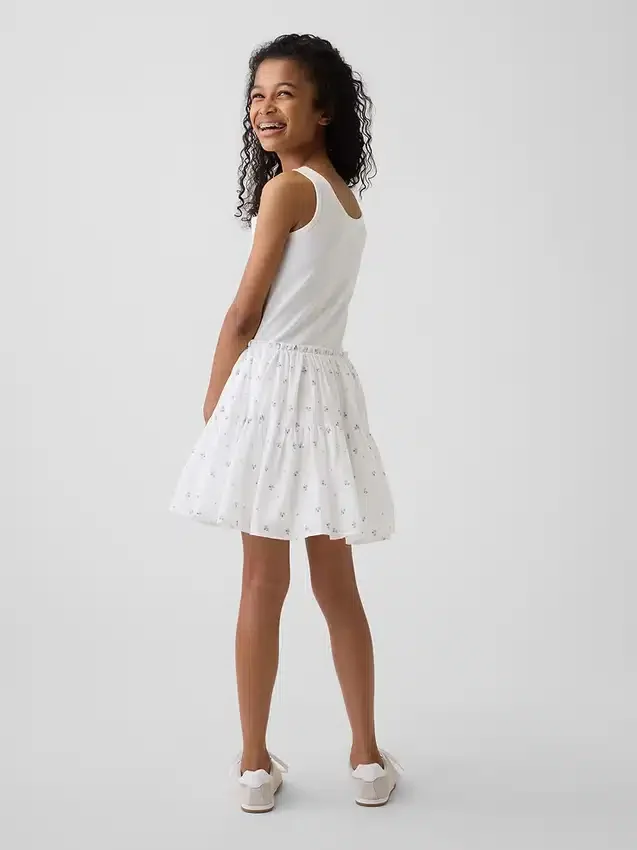 Robe débardeur à volants en mélange de matières pour enfants