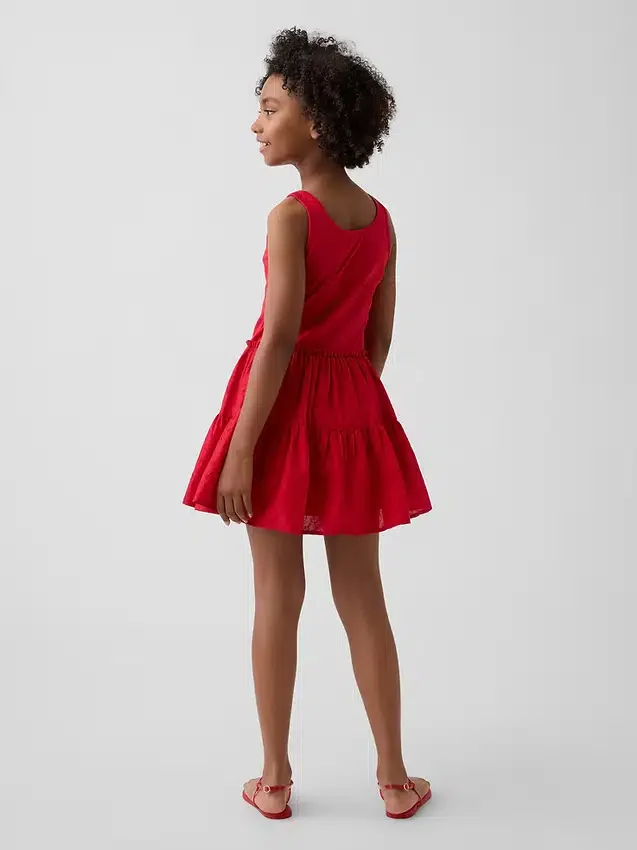 Robe débardeur à volants en mélange de matières pour enfants