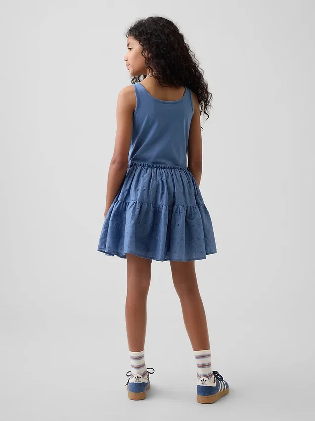 Robe débardeur à volants en mélange de matières pour enfants