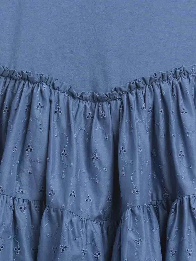 Robe débardeur à volants en mélange de matières pour enfants