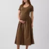 Robe de maternité à taille basse en mélange de matières