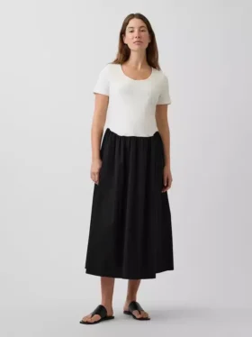 Robe de maternité à taille basse en mélange de matières