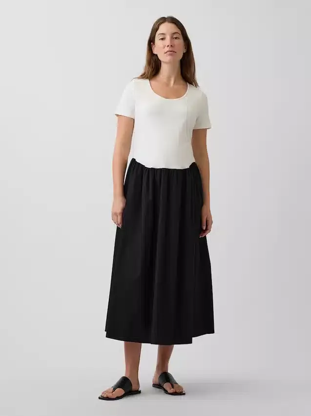 Robe de maternité à taille basse en mélange de matières