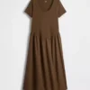Robe de maternité à taille basse en mélange de matières