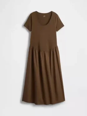 Robe de maternité à taille basse en mélange de matières