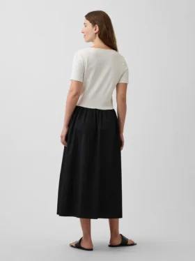 Robe de maternité à taille basse en mélange de matières