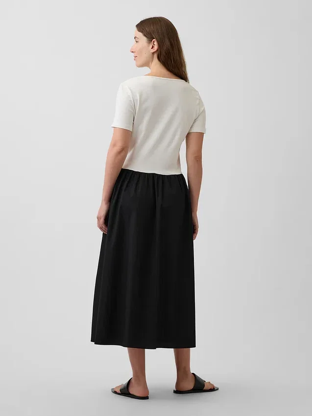 Robe de maternité à taille basse en mélange de matières