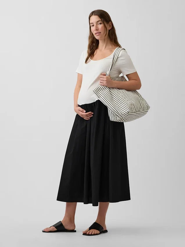 Robe de maternité à taille basse en mélange de matières