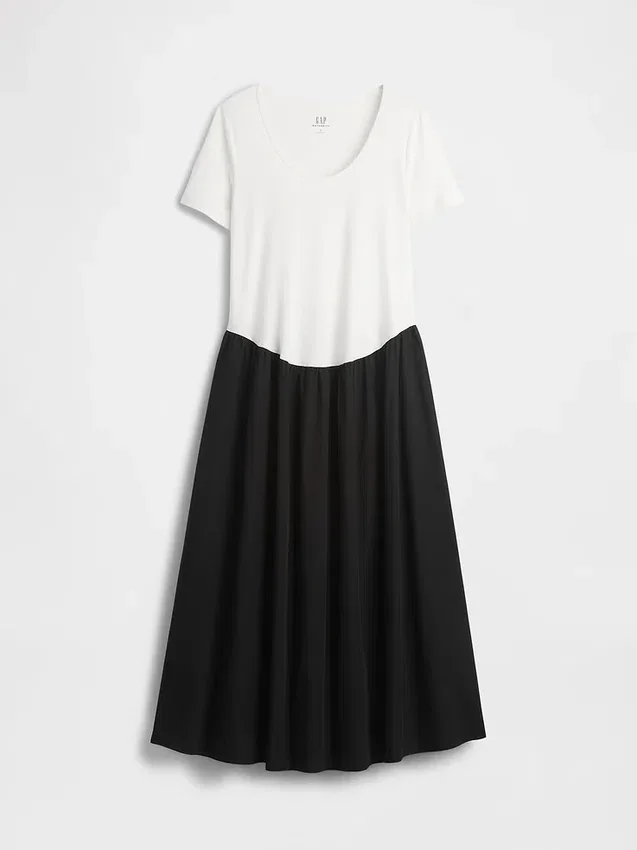 Robe de maternité à taille basse en mélange de matières