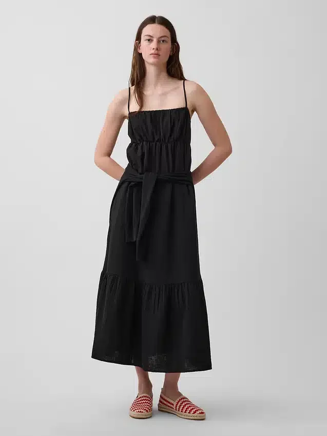Robe empire à volants en gaze de coton