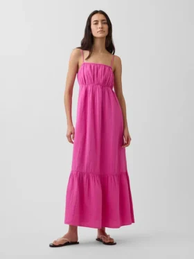 Robe empire à volants en gaze de coton