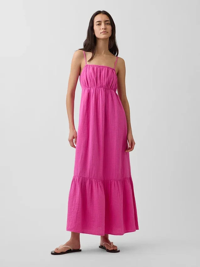 Robe empire à volants en gaze de coton