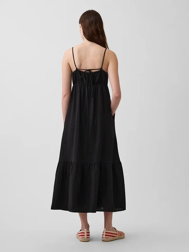 Robe empire à volants en gaze de coton