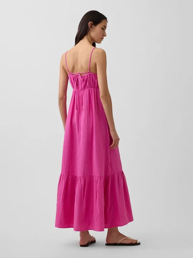 Robe empire à volants en gaze de coton