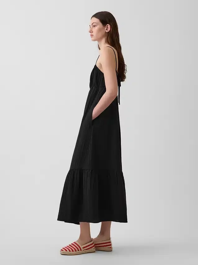 Robe empire à volants en gaze de coton