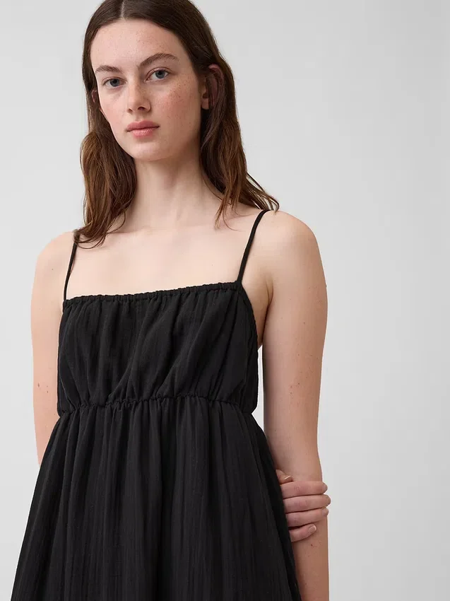 Robe empire à volants en gaze de coton