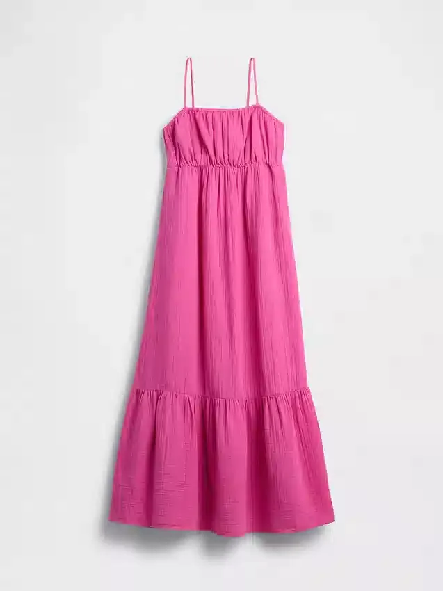 Robe empire à volants en gaze de coton