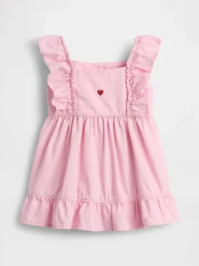 Robe en denim pour bébé avec motif cœur