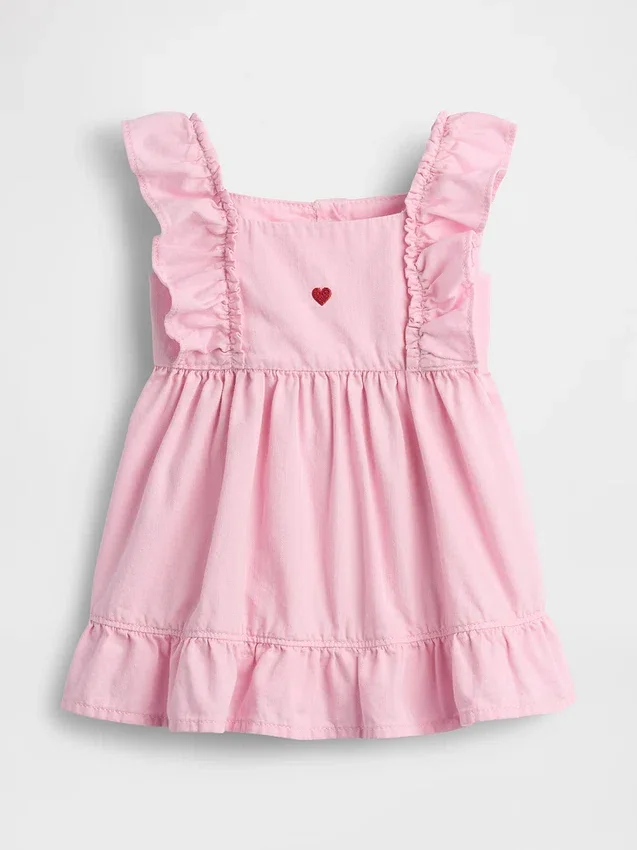 Robe en denim pour bébé avec motif cœur