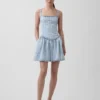 Robe en denim rayé ultra-doux à taille basse