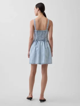 Robe en denim rayé ultra-doux à taille basse