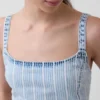 Robe en denim rayé ultra-doux à taille basse