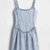 Robe en denim rayé ultra-doux à taille basse
