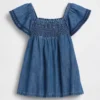 Robe en denim smockée pour bébé