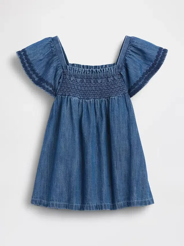 Robe en denim smockée pour bébé