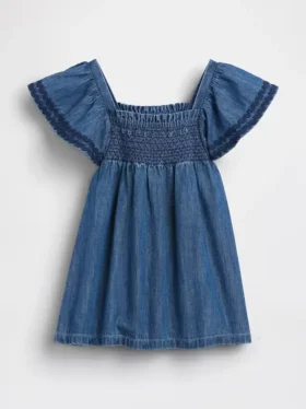 Robe en denim smockée pour bébé